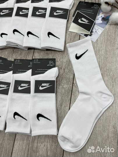 Носки nike высокие белые, 5 пар