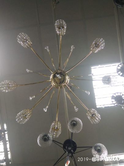 Люстра хрустальная с позолотой
