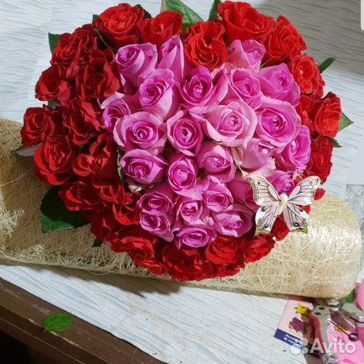 Букет цветов Розы в виде Сердца