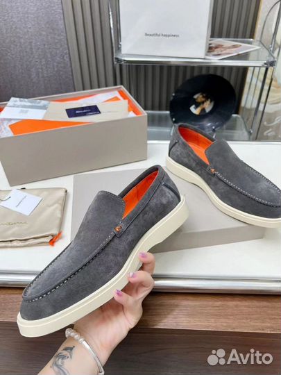 Слипоны замшевые Santoni