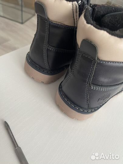 Ботинки кожа для мальчика на овчине