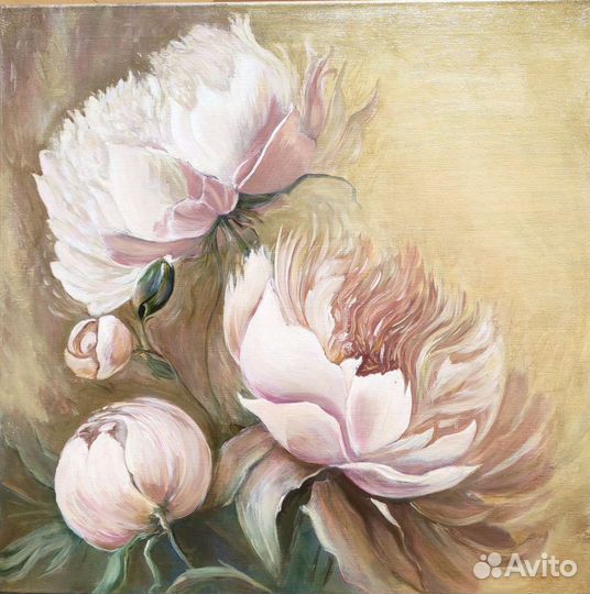 Картина маслом. Пионы
