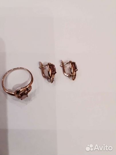 Серьги+кольцо серебро