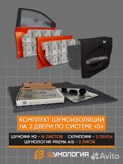 Шумоизоляция дверей по системе: 