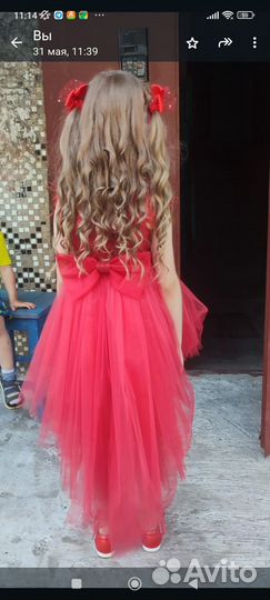 Нарядное платье для девочки красное 122 128