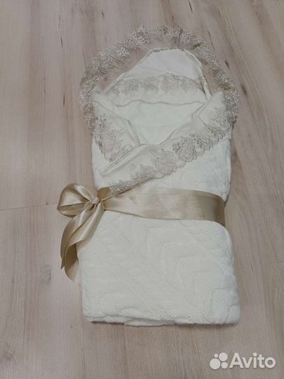 Плед на выписку вязаный, конверт