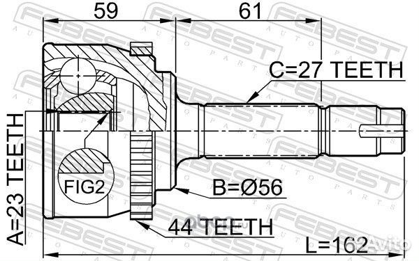 Шрус наружный 23x56x27