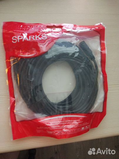 Кабель переходник jack 3,5 вилка-розетка 10 метров