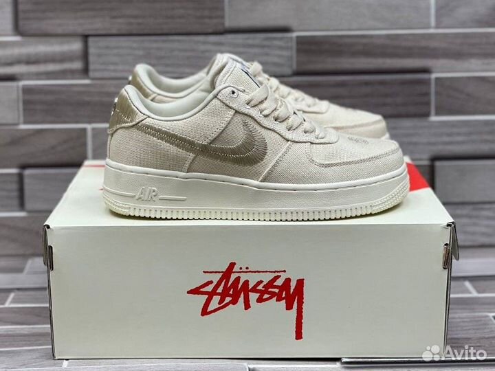 Кроссовки Nike Air Force 1 Stussy Fossil (36-45)