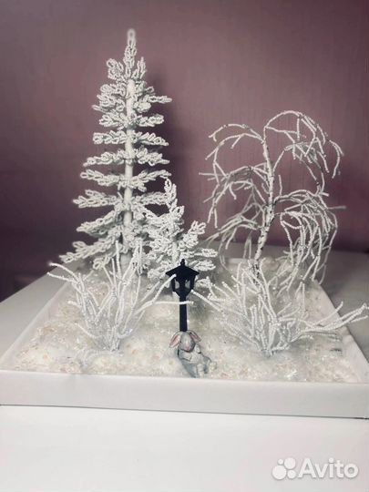 Зимняя поделка из бисера для садика, интерьера