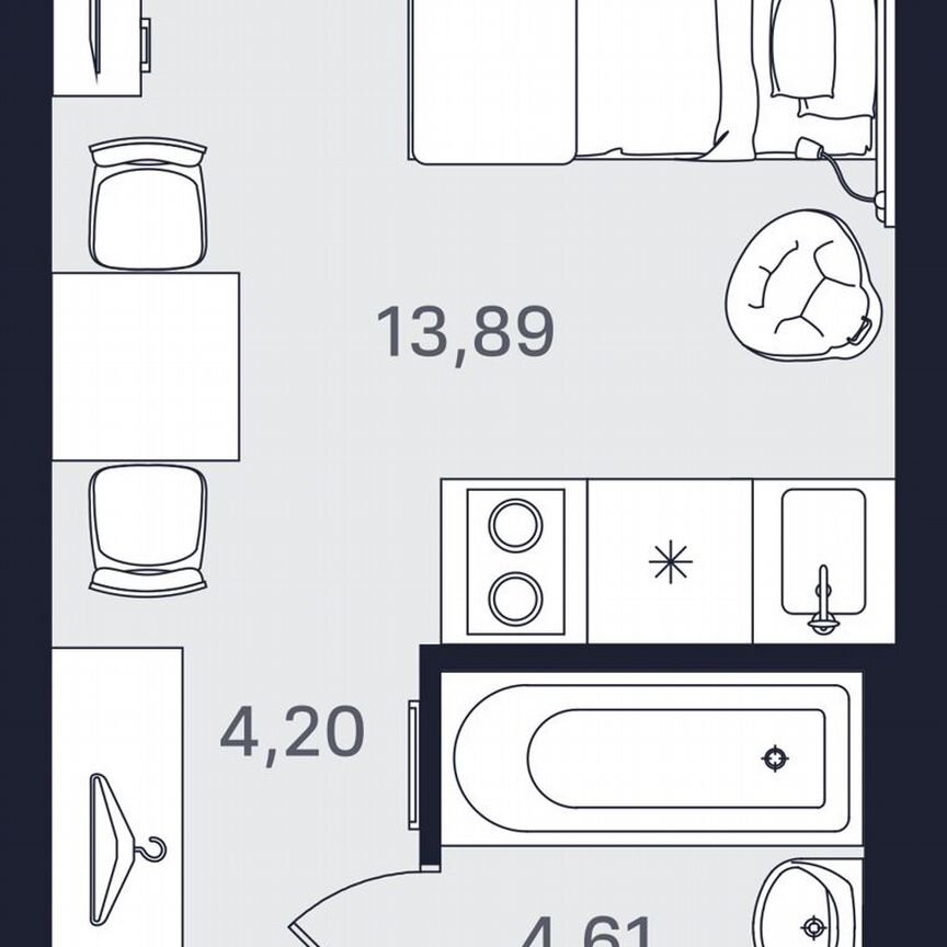 Апартаменты-студия, 22,7 м², 17/24 эт.