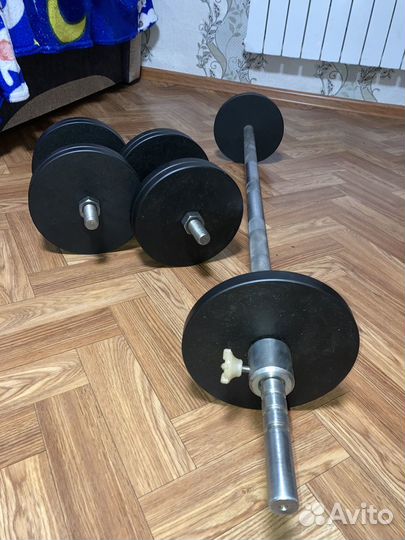 Штанга + гантели
