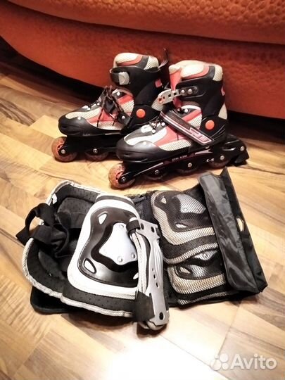 Роликовые коньки с набором защиты 39-42