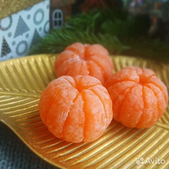 Сувенирное мыло мандарин. (Чищенный и в кожуре)