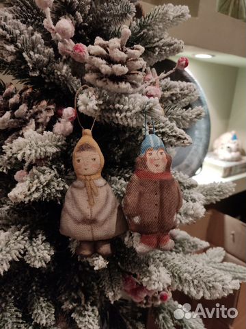 Комплект 2 ватные елочные игрушки