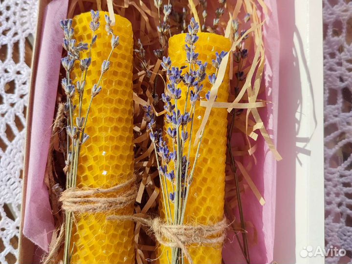 Свечи восковые из вощины 2шт, подарок