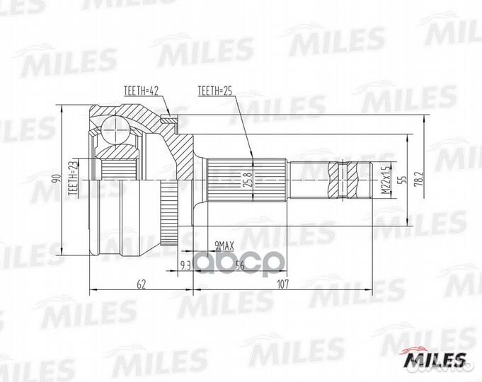 ШРУС nissan almera N15/sunny N14 1.6-2.0D 90-00