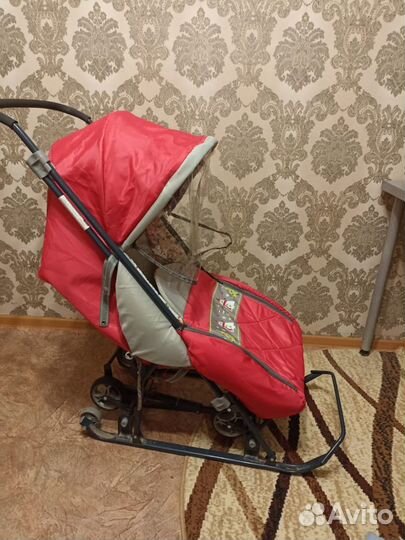 Детские санки коляска с колесами