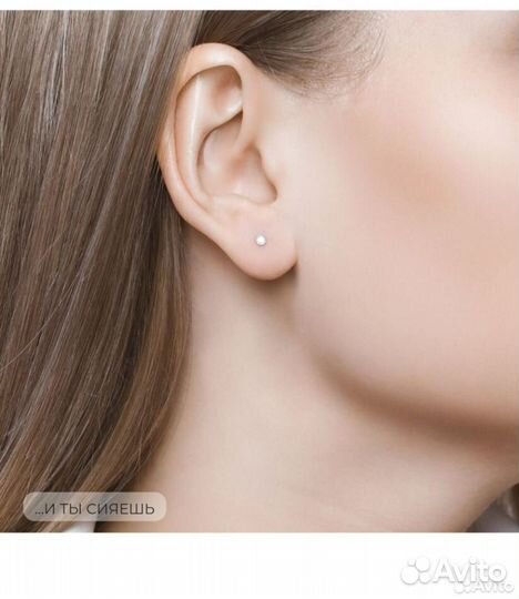 Золотые серёжки белое золото
