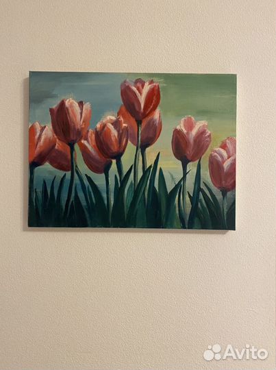 Картина маслом на холсте, Тюльпаны