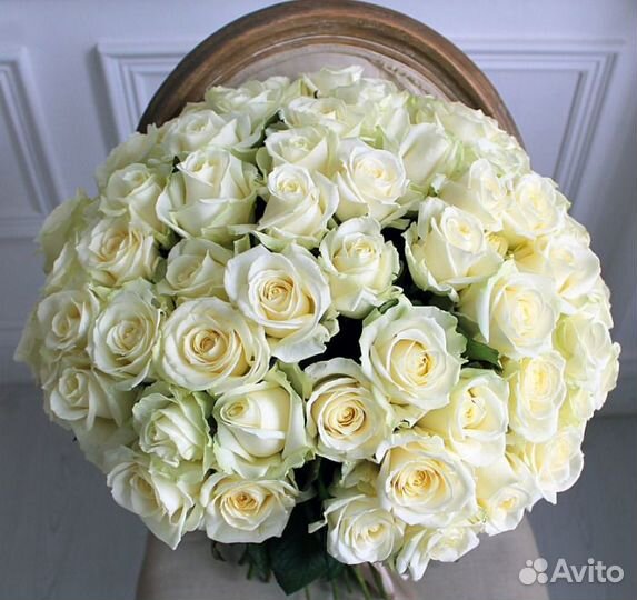 Розы белые 57 шт Премиум Букет роз с доставкой