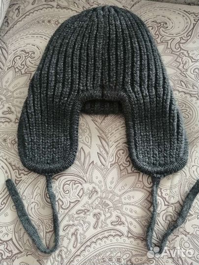 Шерстяная вязаная шапка ушанка Лотти