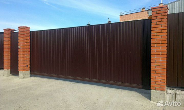 Установка откатных ворот