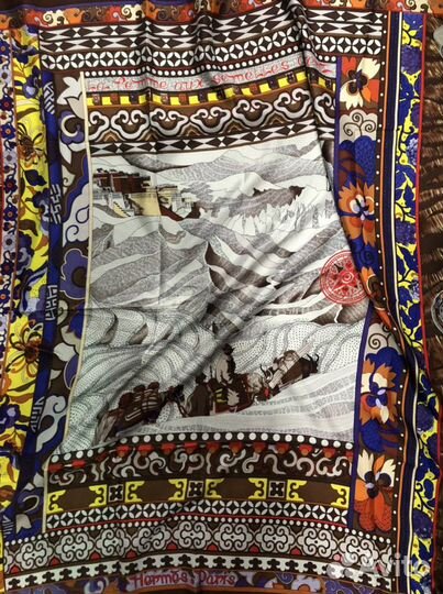 Платок Hermes коричневый