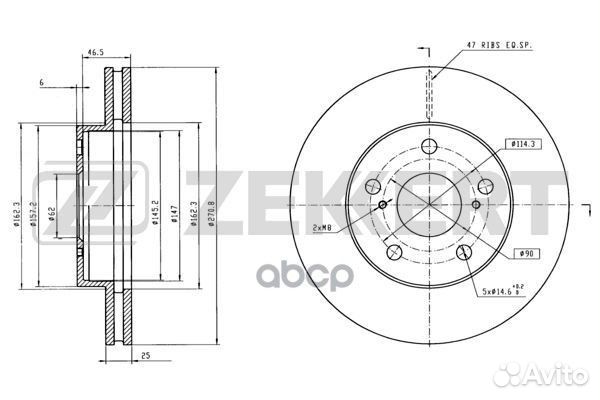 Диск торм. перед. Toyota Previa (R10 R20) 90