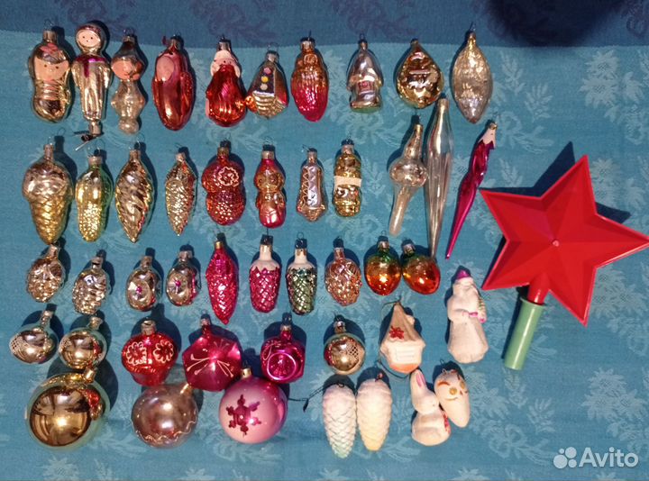Елочные игрушки СССР, 46 штук+звезда