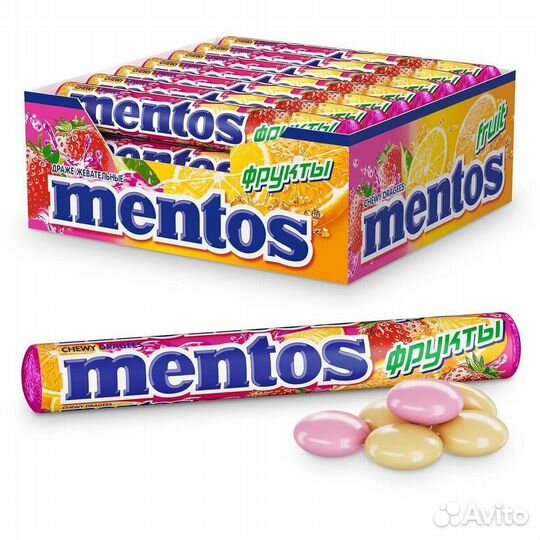 Жевательные драже Mentos Фрукты 37г
