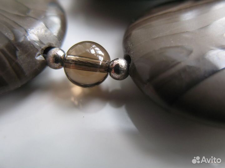 Массивные Бусы Кулоны Яшма Аметист Серебро