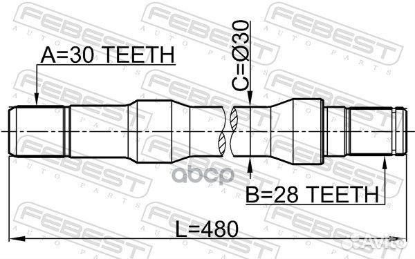 Полуось правая 30X480X28 KIA sorento (BL)