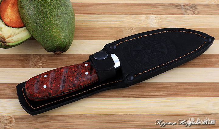 Кухонный нож № 1 сталь 95Х18 рукоять акрил красный