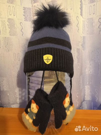 Шапка с варежками