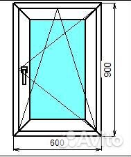 Окно дачное пвх ш 600*в 900
