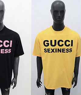 Футболка Gucci 2023 sexiness желтая S M оверсайз