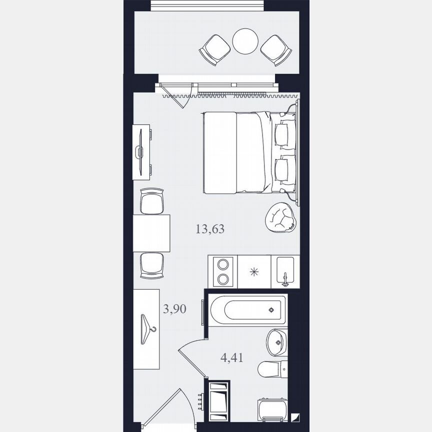 Апартаменты-студия, 21,9 м², 8/24 эт.