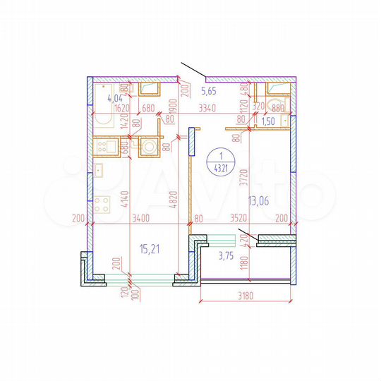1-к. квартира, 43,2 м², 4/17 эт.