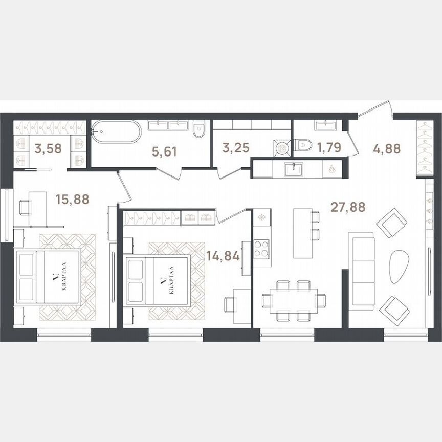 2-к. квартира, 82,9 м², 1/3 эт.