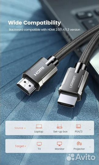 Кабель ugreen HD135 (70319) 8K hdmi 2.1 Male To M