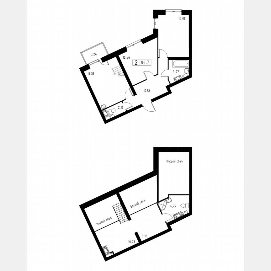 2-к. квартира, 84,7 м², 3/3 эт.