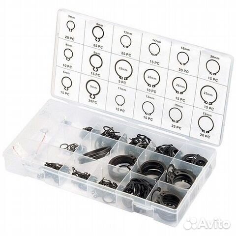 Набор стопорных колец D 3-32 мм 300 предметов