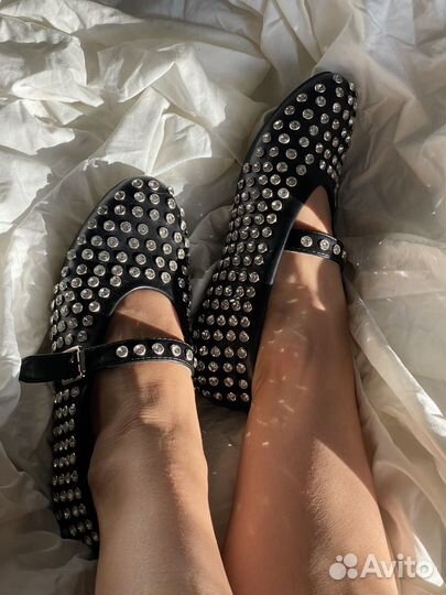 Балетки в стразах miu mui