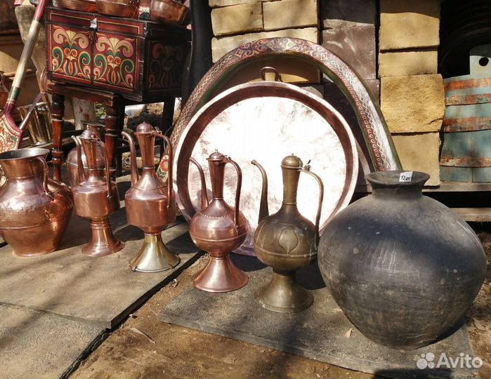 Медный кувшин старинный, медная посуда