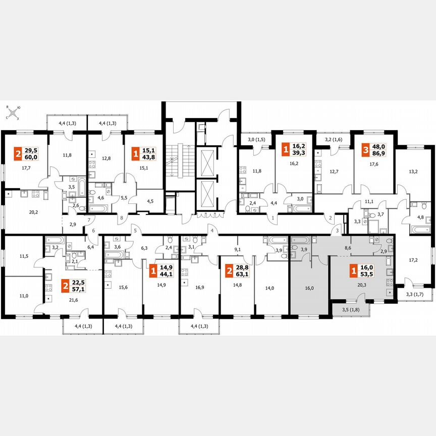 1-к. квартира, 53,5 м², 20/24 эт.