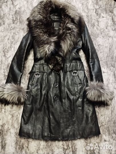 Пальто зимнее женское натуральная кожа, мех
