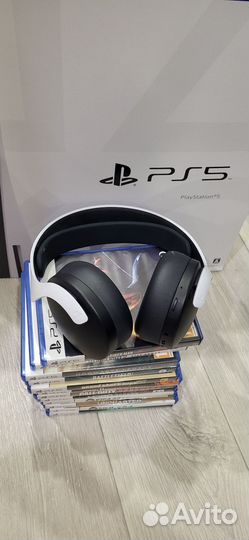 Sony playstation 5+2джойстика+наушники+12игр