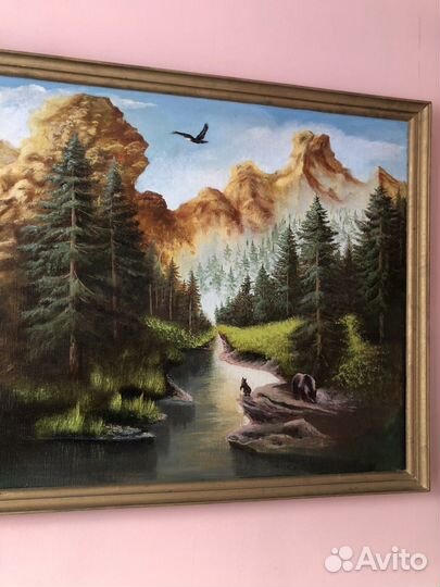Картина маслом на холсте, большая, 1,75*0,92