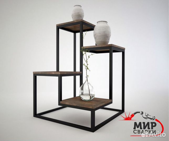 Подставка для цветов в стиле лофт (стеллаж)